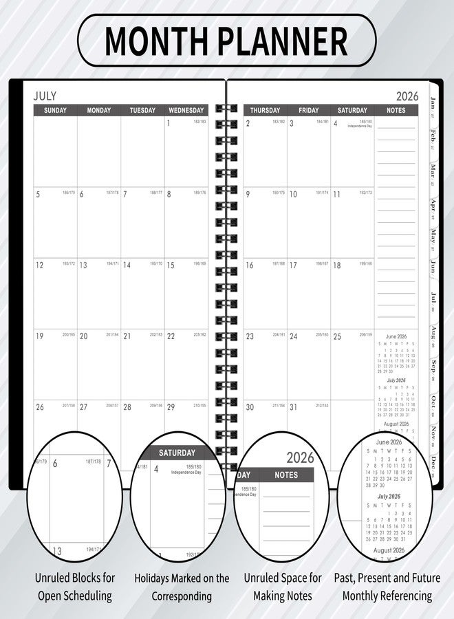 Artfan 2026-2031 Monthly Planner/Calendar - Jul. 2026 - Jun. 2031, Monthly Planner, 5 Year, 6.2" x 8.3", Multi Year Calendar 2026-2031 with Twin-Wire Binding, Tabs, Storage Pocket - Black - Image 3