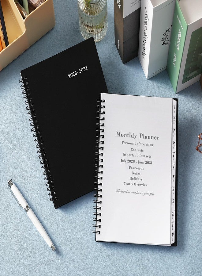 Artfan 2026-2031 Monthly Planner/Calendar - Jul. 2026 - Jun. 2031, Monthly Planner, 5 Year, 6.2" x 8.3", Multi Year Calendar 2026-2031 with Twin-Wire Binding, Tabs, Storage Pocket - Black - Image 2