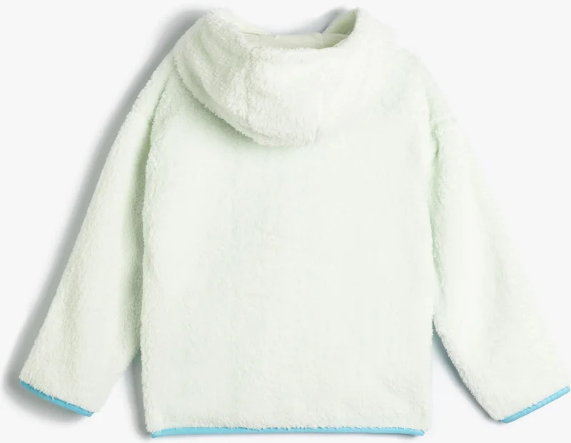 كوتون Hooded Plush Sweat Ski Themed Pocket Color Contrast