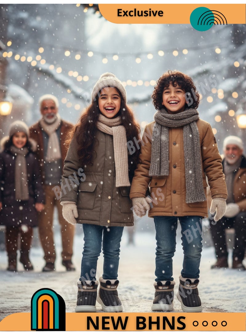 بهنس بوت شتوي للأطفال – جزمة اطفال شتوية دافئة | خفيفة ومريحة للمشي - شوز اطفال - جزم اطفال فصل الشتاء - بوت اطفال - حذاء شتوي للمدرسه - مناسب للبنات - للاولاد - بناتي - ولادي - Image 4