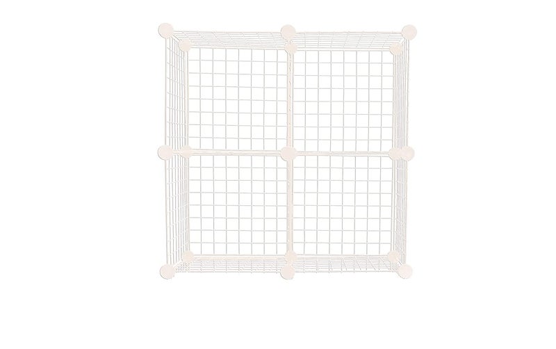 REYNISH 4 Cube Self Assembling Metal Wire Cube Storage Organizer Shelves Indian Made for Home Office Stackable Modular Shelving Closet Cabinet Rack with Hammer Ivory 10 in - Image 1
