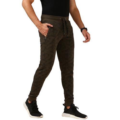 Van Heusen Men Superior Performance Trackpant - Cotton Rich - Zipper Pocket,Ribbed Hems, Elasticized Waistband_Army Green AOP_XXL - Image 5