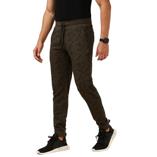 Van Heusen Men Superior Performance Trackpant - Cotton Rich - Zipper Pocket,Ribbed Hems, Elasticized Waistband_Army Green AOP_XXL - Image 4