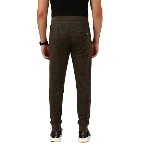 Van Heusen Men Superior Performance Trackpant - Cotton Rich - Zipper Pocket,Ribbed Hems, Elasticized Waistband_Army Green AOP_XXL - Image 3