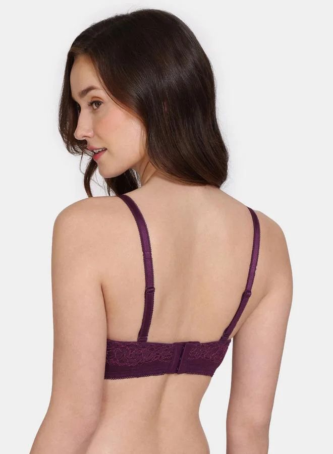 zivame Zivame Lace Detail Padded Wired Balconette Bra with Detachable Straps