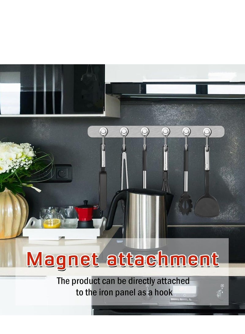 خطافات مغناطيسية، خطاف مغناطيسي من النيوديميوم عالي التحمل 30 رطلاً مع مقاومة للصدأ للثلاجة والفرن والشواية والمفاتيح وحامل الأدوات والأواني والمطبخ والأماكن الخارجية، مغناطيس لتعليق أكاليل الزهور (فضي) - Image 4