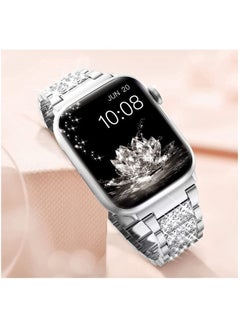 RiZOW RiZOW Stainless Steel Metal Strap Compatible with iwatch Apple Series Watch 7/6/5/4/3/2/1/SE Replacement band 38mm 40mm 41mm - Silver  - Image 4
