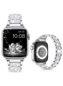 RiZOW RiZOW Stainless Steel Metal Strap Compatible with iwatch Apple Series Watch 7/6/5/4/3/2/1/SE Replacement band 38mm 40mm 41mm - Silver  - Image 1