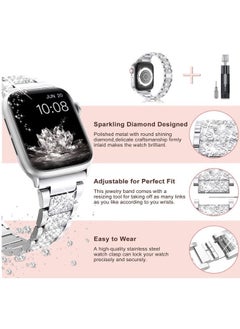 RiZOW RiZOW Stainless Steel Metal Strap Compatible with iwatch Apple Series Watch 7/6/5/4/3/2/1/SE Replacement band 38mm 40mm 41mm - Silver  - Image 2