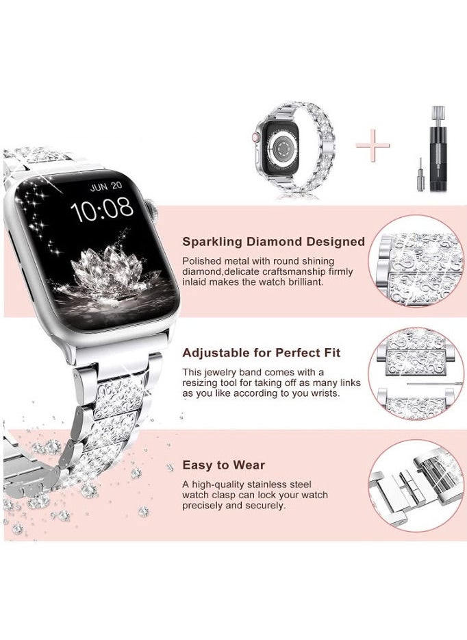  ريزو RiZOW حزام معدني من الفولاذ المقاوم للصدأ متوافق مع iwatch Apple Series Watch 7/6/5/4/3/2/1 / SE حزام بديل 38 مم 40 مم 41 مم - فضي  - Image 2