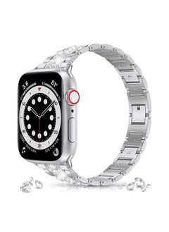 RiZOW RiZOW Stainless Steel Metal Strap Compatible with iwatch Apple Series Watch 7/6/5/4/3/2/1/SE Replacement band 38mm 40mm 41mm - Silver  - Image 3