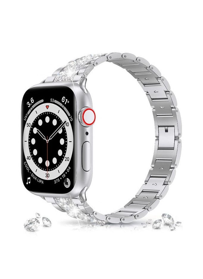  ريزو RiZOW حزام معدني من الفولاذ المقاوم للصدأ متوافق مع iwatch Apple Series Watch 7/6/5/4/3/2/1 / SE حزام بديل 38 مم 40 مم 41 مم - فضي  - Image 3