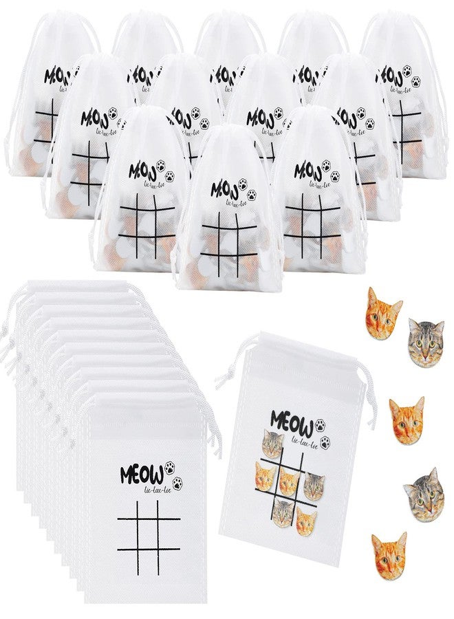 Sotiff 36 Set Christmas Tic Tac Toe Games Bulk for Kids Cat Party Favors Cat Tic Tac Toe with Bag Kitty Birthday Party Gifts Classroom Exchange Gifts Outdoor Indoor Activities - Image 1