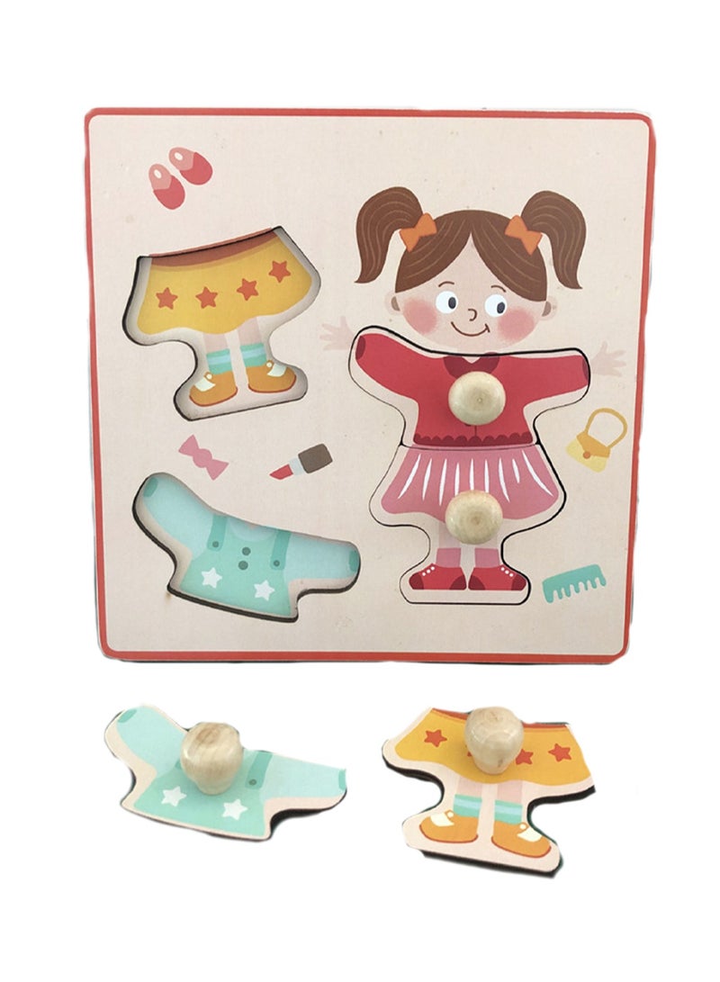 لعبة أحجية الصور المقطوعة الخشبية للبنات بعمر 1-3 سنوات مقاس 5.9 بوصة مع مقبض، لعبة أحجية تعليمية للأطفال الصغار لتعلم المهارات الحركية الدقيقة، هدية مثالية للأولاد والبنات بعمر 1 - 2 - 3 سنوات - Image 1