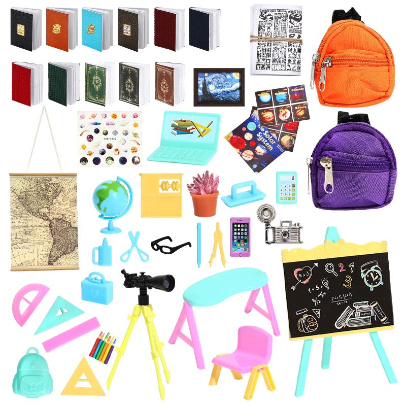 SOTOGO ONEST 50 Pieces Mini House School Supplies Mini School Accessories Miniature House Home Miniature Model DIY Accessories - Image 3