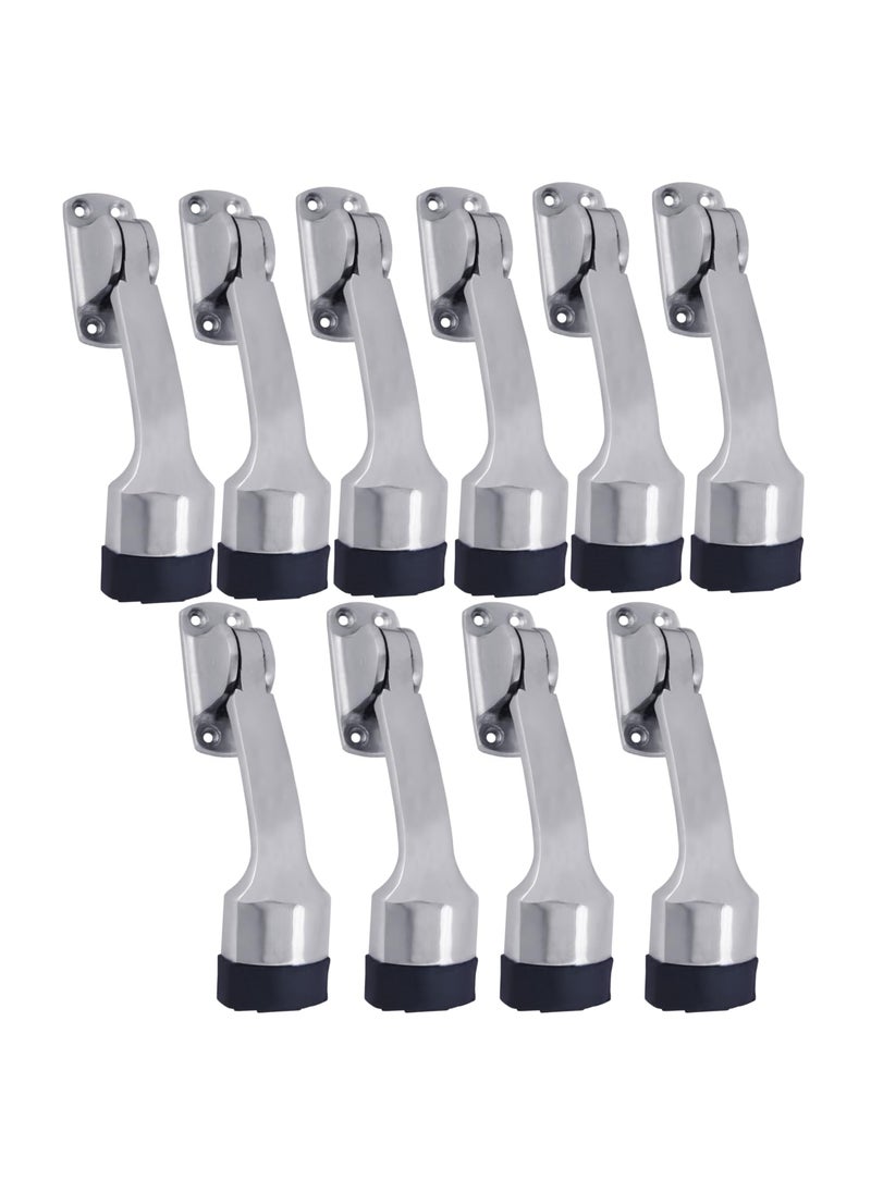 MALAIKAH Malaikah Royal Chrome Plating Heavy Duty Gate Stopper for The Door with Rubber Grip 5Inch Long Door Stopper for Wooden Door Door Mounted Pack of 10  - Image 1