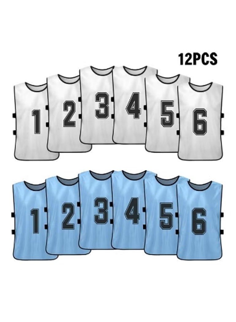 12 قطعة قمصان كرة القدم للبالغين سريعة الجفاف سترة تدريب كرة القدم سترة ممارسة الرياضة القابلة للتنفس - Image 1