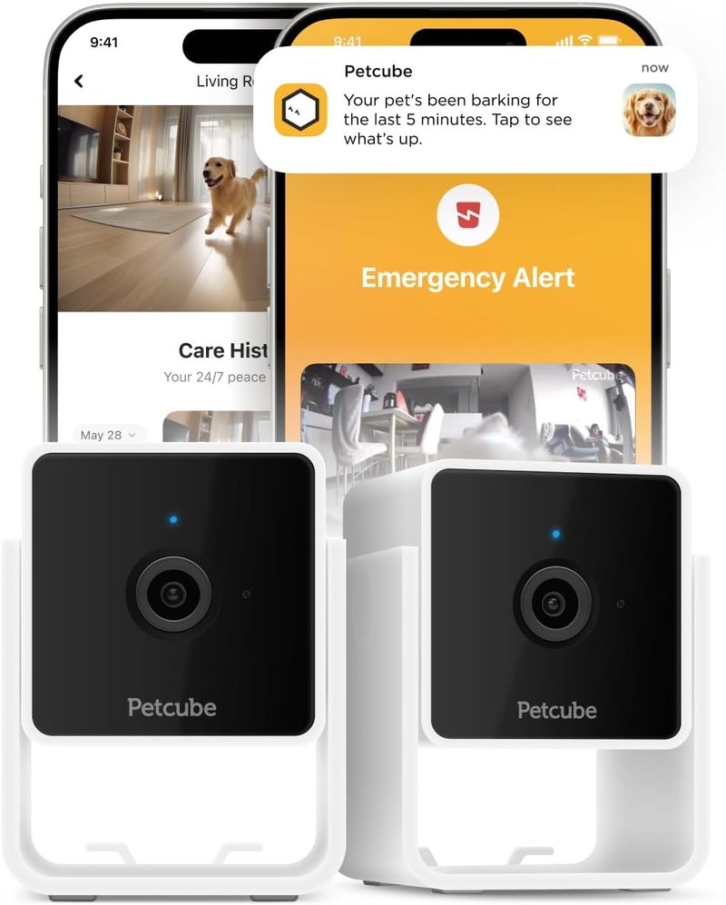 Petcube Cam Indoor Home Security Camera with 1080p HD Video, Two-Way Audio, Motion Detection, and Phone App, Night Vision Wi-Fi Camera for Apartment Security, Video Baby Monitor, Pet Camera (2pack) - Image 1