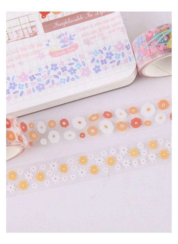 Generic - 5 Rolls of Colorful Waterproof Plastic Adhesive Tape with a floral pattern that you can install yourself for packaging, decoration, crafts, and decorating books and notebooks - Image 1