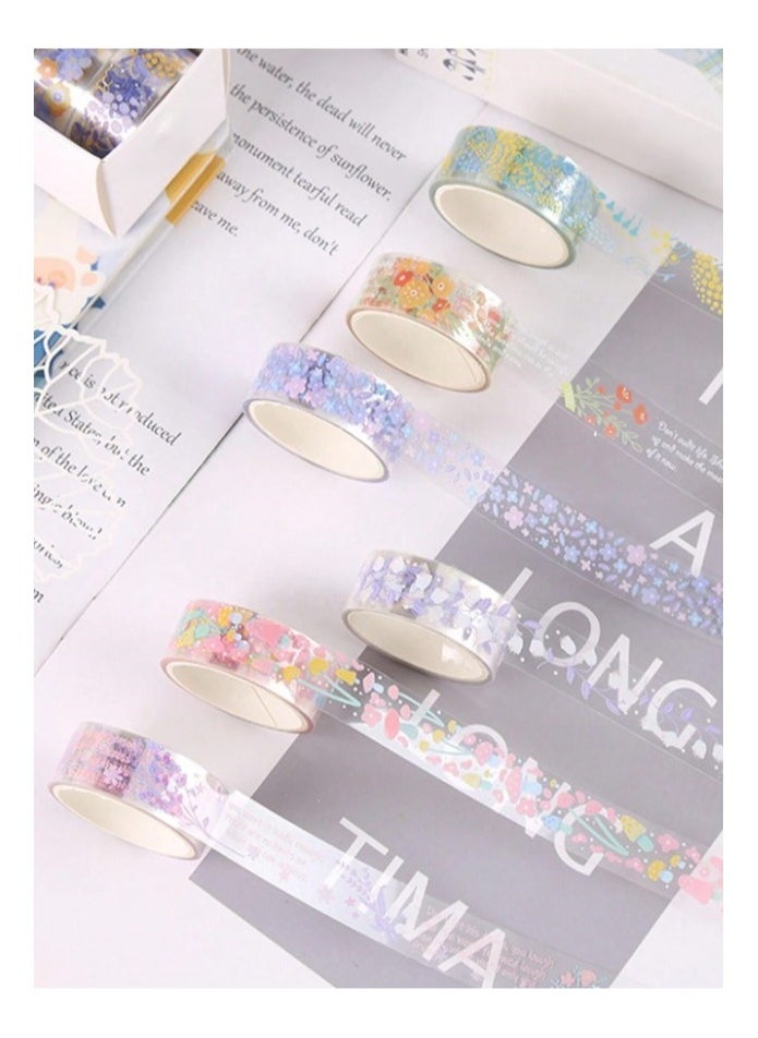 Generic - 5 Rolls of Colorful Waterproof Plastic Adhesive Tape with a floral pattern that you can install yourself for packaging, decoration, crafts, and decorating books and notebooks - Image 1