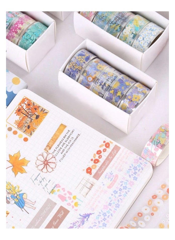 Generic - 5 Rolls of Colorful Waterproof Plastic Adhesive Tape with a floral pattern that you can install yourself for packaging, decoration, crafts, and decorating books and notebooks - Image 1