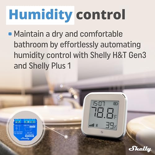 Shelly H&T Gen3 Ivory | Wi-Fi and Bluetooth Smart Temperature & Humidity Sensor with Remote App Control & Monitoring | Smart Scenes | Notification Alerts | LCD Display | Free Data Storage Export - Image 3