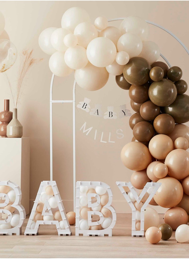 Ginger Ray Customisable Baby Name Bear Bunting - Taupe - Image 5