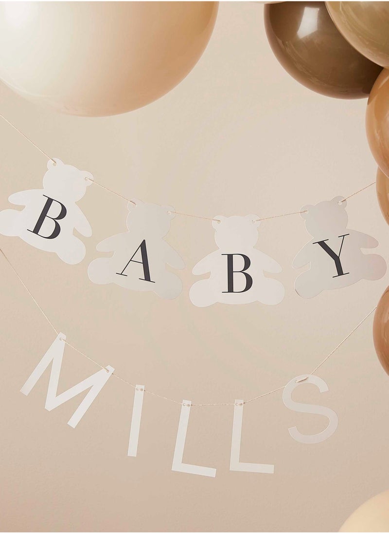 Ginger Ray Customisable Baby Name Bear Bunting - Taupe - Image 2