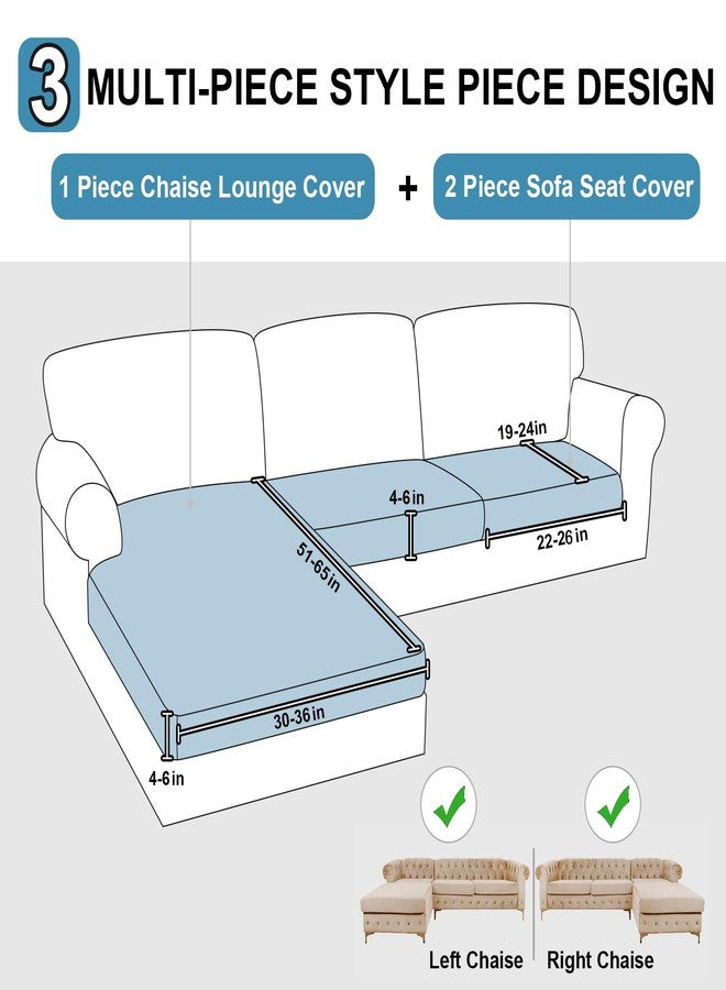 NAISI Waterproof Couch Cushion Covers Thick Velvet Fabric Washable Sofa Slipcovers Sectional Couch Covers for 3 Pieces Separate L Shape Couch Cover with Elastic Bottom(2 Seater + 1 Chaise,Light Taupe) - Image 4
