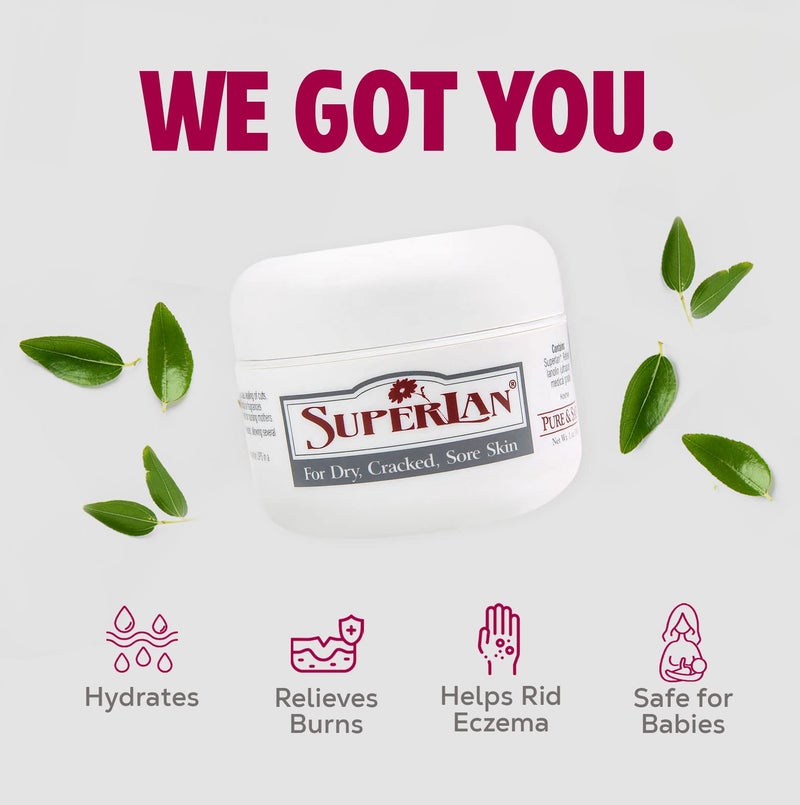 SuperLan Lanolin Cream 1 Oz - 100% Medical-Grade Lanolin - Nipple Cream Lanolin - Thicker Moisturizer for Eczema, Psoriasis  Severe Dry Skin - Ultra Hydrating  Soothing Skin Cream - Image 3