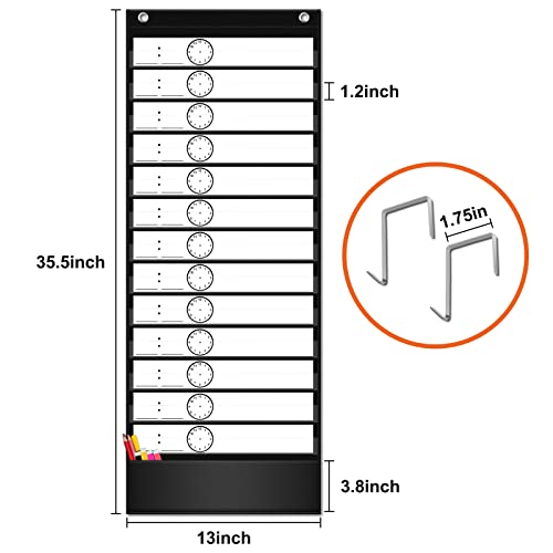 EAMAY Daily Schedule Pocket Charts, Teacher Schedule Chart with Resuable 18 Custom Cards, Classroom Pocket Chart for School Office or Homeschool Activities, Black - Image 4