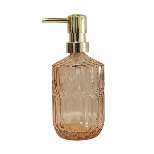YYTSGG Glass Soap Dispenser with Gold Pump, 15oz Liquid Hand Dispenser, Refillable Lotion Dish Soap Dispenser for Modern Home Decor, Bathroom, Kitchen Countertop, Hotel(Amber) - Image 1