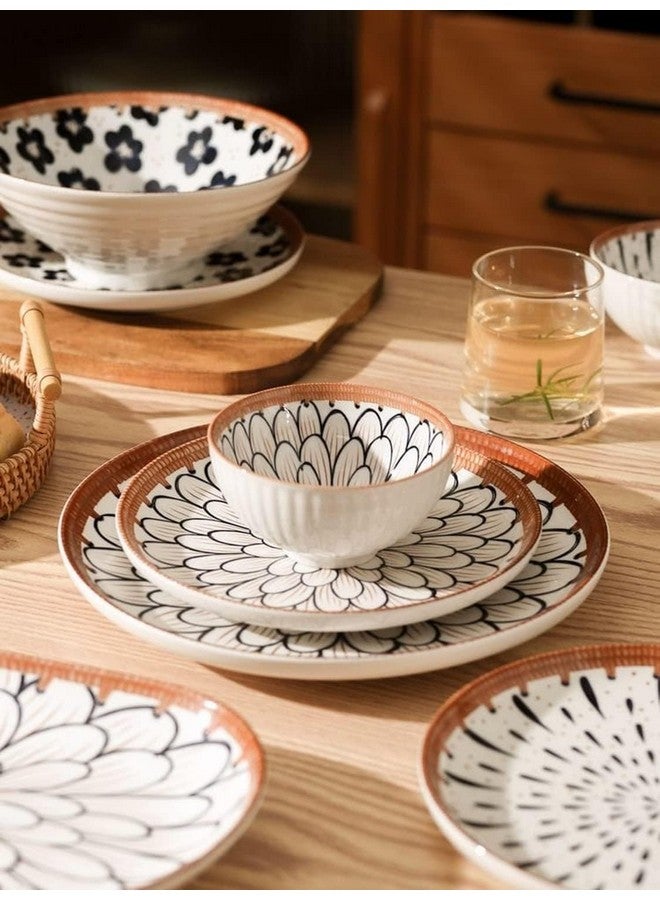DANSR Porcelain 4-Piece Japanese Asian Cuisine Bowl Set With 2 Bowls, 2 Pairs Of Chopsticks And 1 Deep Plates For Serving Dinner, Rice, Soup, Dessert, Salad, Etc, 120 ML, Multicolor - Image 4