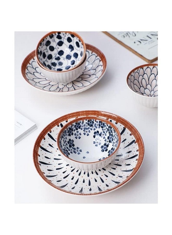 DANSR Porcelain 4-Piece Japanese Asian Cuisine Bowl Set With 2 Bowls, 2 Pairs Of Chopsticks And 1 Deep Plates For Serving Dinner, Rice, Soup, Dessert, Salad, Etc, 120 ML, Multicolor - Image 2