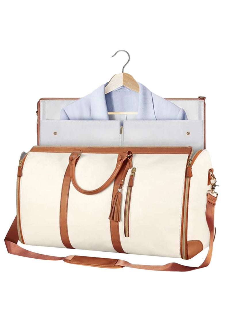 Generic - Travel Bag  Pu Leather 2 In 1 Jenni Bag Travel Bag My Jenni Travel Bag Myjennibag Garment Bag Convertible Waterproof Duffle Bag With Shoe Pouch And Removable Shoulder Strap Beige - Image 1