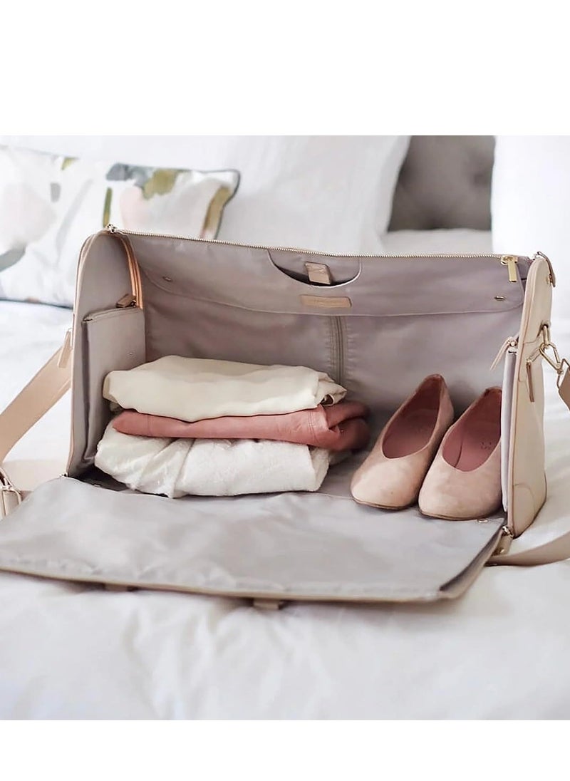 Generic - Travel Bag  Pu Leather 2 In 1 Jenni Bag Travel Bag My Jenni Travel Bag Myjennibag Garment Bag Convertible Waterproof Duffle Bag With Shoe Pouch And Removable Shoulder Strap Beige - Image 1