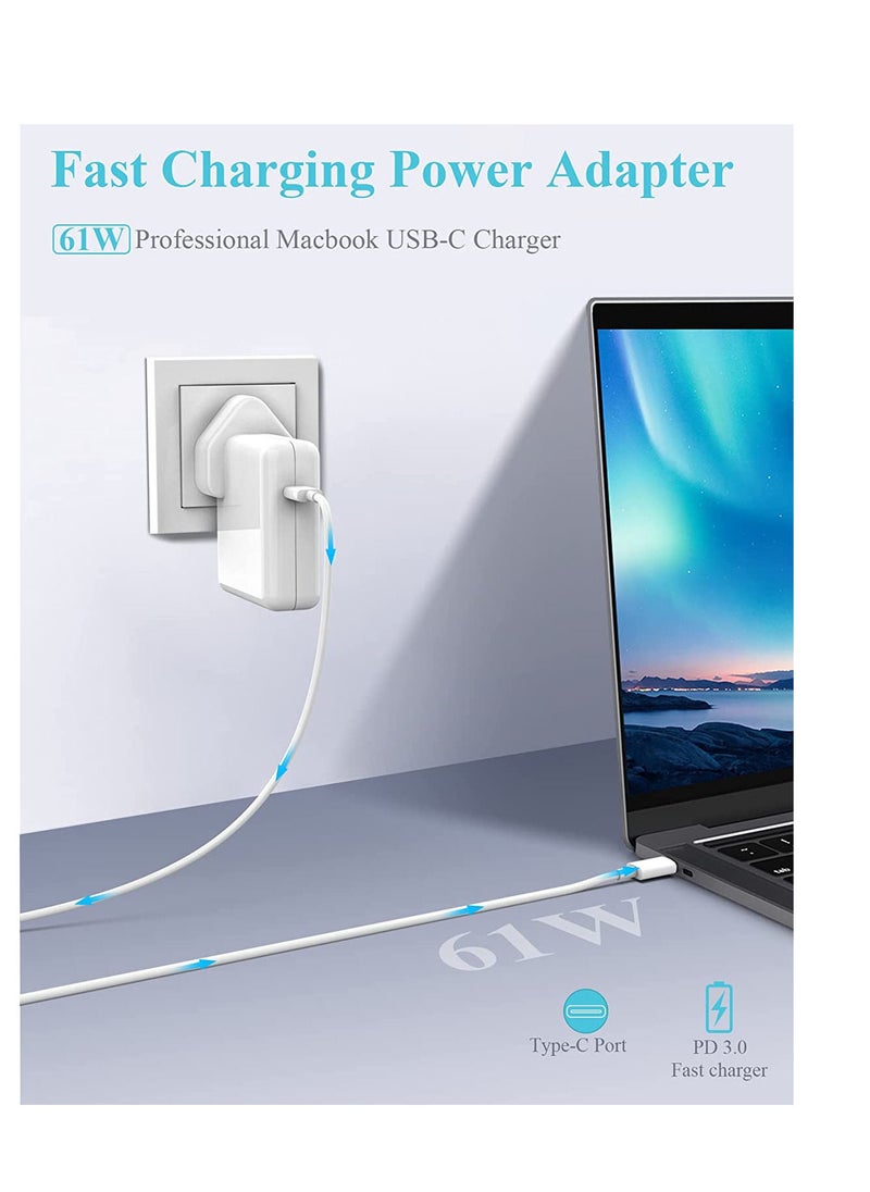 RDN - MacBook Pro Charger 61W USB C Power Adapter For Mac Book Pro 12 13 15 16 Air 2018 2019 2020 2021 Fast Charging And Data Syncing With 6.6Ft Type-C Charge Cable - Image 1
