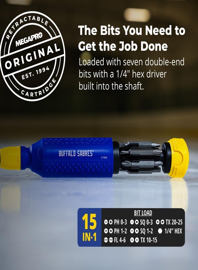 MEGAPRO® NHL® Team Edition Multi-bit Screwdriver | Officially Licensed NHL® Gear | Durable, Ergonomic, Pro-Grade Screwdriver (Buffalo Sabres®) - Image 3