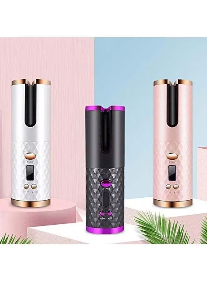 Rechargeable Automatic Hair Curler Pink/Gold - Image 2