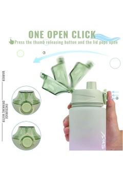 Arabest Sports Water Bottle, 1000ml Wide Mouth Drinks Bottle with Time Markings, Sports Canteen for Bike, Fitness, University, Outdoor, School, Gym (Green)  - Image 3