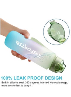 Arabest Sports Water Bottle, 1000ml Wide Mouth Drinks Bottle with Time Markings, Sports Canteen for Bike, Fitness, University, Outdoor, School, Gym (Green)  - Image 4