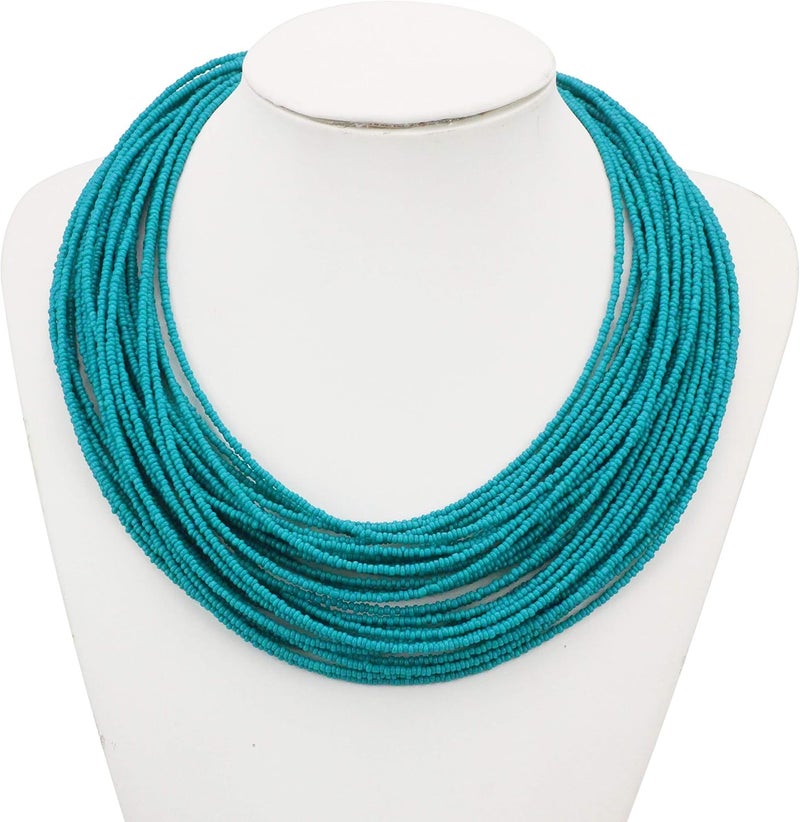 Bocar Multi Layer Chunky Bib Statement Seed Beads Cluster Collar Necklace for Women Gift (NK-10351) - Image 2