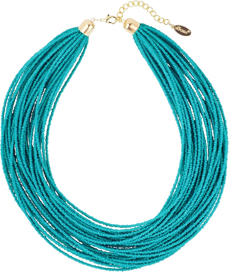 Bocar Multi Layer Chunky Bib Statement Seed Beads Cluster Collar Necklace for Women Gift (NK-10351) - Image 3