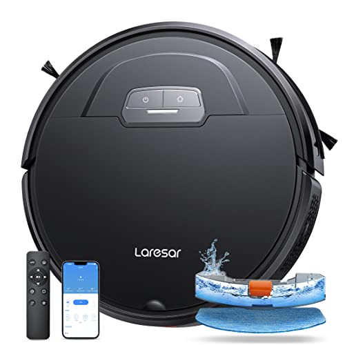 Laresar Evol 3 Robot Vacuum Cleaner With Mop Function - 4500Pa Super Thin Black Vacuum - 180 Minutes Battery Life - App/Remote/Voice Control - Ideal for Hard Floors, Pet Hair, Carpet - Image 1