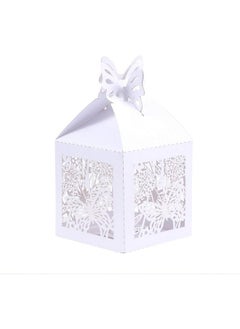 Vinayakart Paper 50Pcs Wedding Candy Gift Box Butterfly Party Favor Chocolate Sweets Box For Wedding Birthday Bridal Shower Anniversary (White)  - Image 1