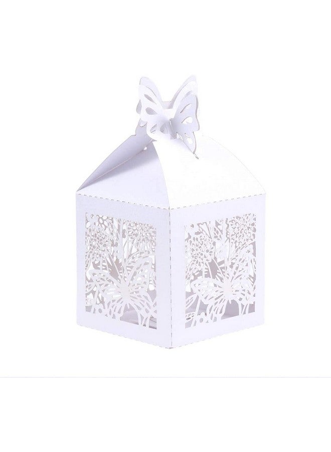 Vinayakart Paper 50Pcs Wedding Candy Gift Box Butterfly Party Favor Chocolate Sweets Box For Wedding Birthday Bridal Shower Anniversary (White) - Image 1