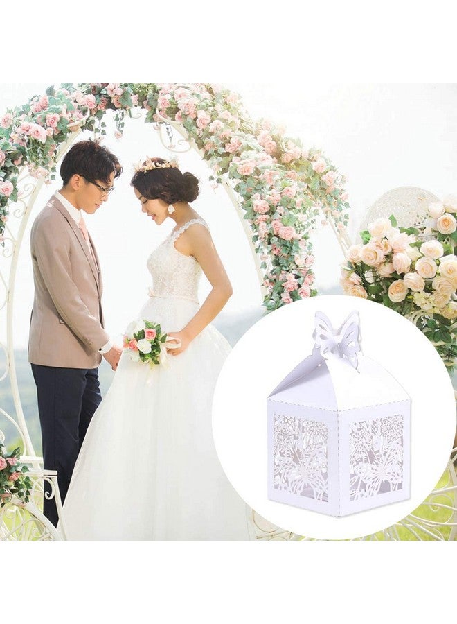 Vinayakart Paper 50Pcs Wedding Candy Gift Box Butterfly Party Favor Chocolate Sweets Box For Wedding Birthday Bridal Shower Anniversary (White) - Image 4