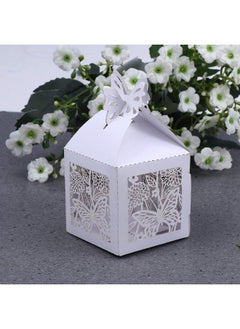 Vinayakart Paper 50Pcs Wedding Candy Gift Box Butterfly Party Favor Chocolate Sweets Box For Wedding Birthday Bridal Shower Anniversary (White)  - Image 3