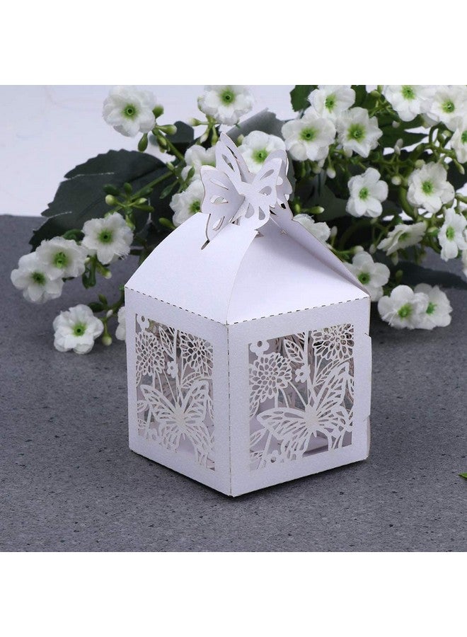 Vinayakart Paper 50Pcs Wedding Candy Gift Box Butterfly Party Favor Chocolate Sweets Box For Wedding Birthday Bridal Shower Anniversary (White) - Image 3