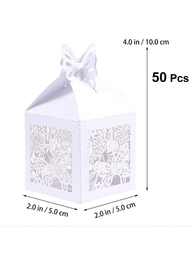 Vinayakart Paper 50Pcs Wedding Candy Gift Box Butterfly Party Favor Chocolate Sweets Box For Wedding Birthday Bridal Shower Anniversary (White) - Image 2
